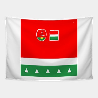 Sporty Hungarian Design on White Background Tapestry