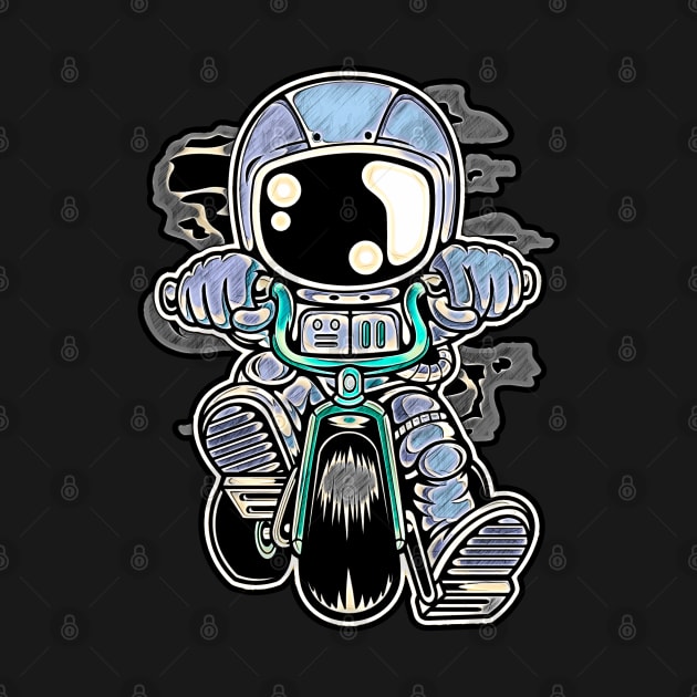 Astronaut Biker • Funny And Cool Sci-Fi Cartoon Drawing Design Great For Any Occasion And For Everyone by TeesHood