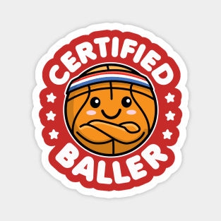 Certified Baller Cute Kawaii Basketball Design Magnet