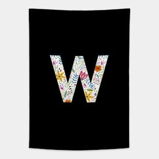 Letter W with Flower Pattern Tapestry