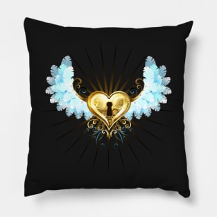 Mechanical Heart with White Wings ( Steampunk ) Pillow