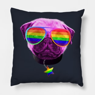 Gay Pride Pug LGBT Dog Rainbow Sunglasses Pillow