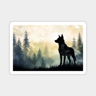 Misty boreal watercolor dog shadow Magnet