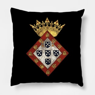 Royal Coat of Arms Queen of Portugal Renaissance Medieval Pillow