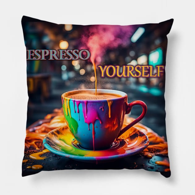 Espresso Yourself Pillow by CuddlyChimera