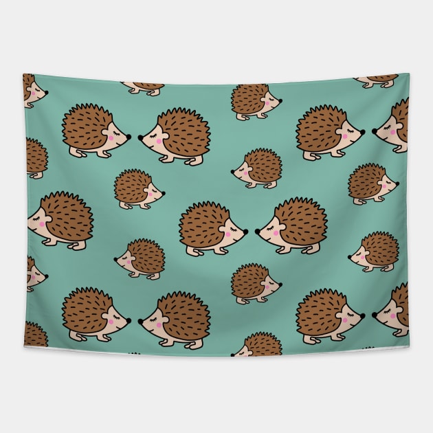 Cute little brown hedgehogs in love Tapestry by bigmomentsdesign