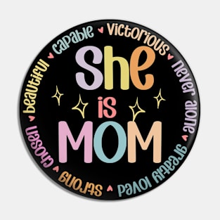 She is Mom Retro Blessed Mom Mothers Day Pin