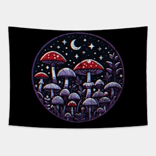 shrooms under the moon, 3d distress Tapestry