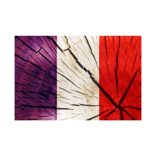 Flag of France – Tree Trunk Wood T-Shirt