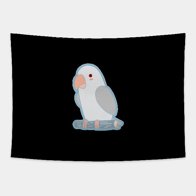 Cute Parrot - Gray Blue Tapestry by vpessagno