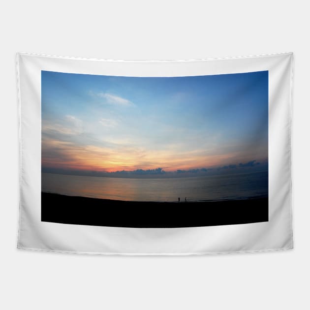 Walk on the Beach at Sunrise Tapestry by cbernstein