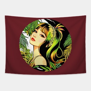 Tropical Modern Woman Tapestry