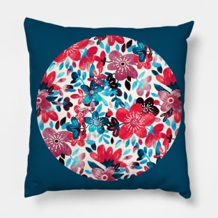 Happy Red Flower Collage Pillow