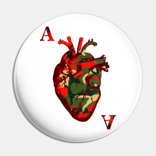 Cool Tees Card Suits Camouflaged Heart Pin