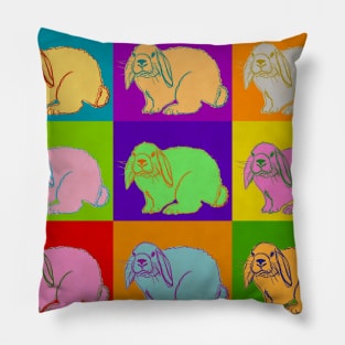 Lop Rabbit Popart French Holland Mini Rabbits Andy Warhol Inspired Bright Cute Bunny Bunnies Pillow