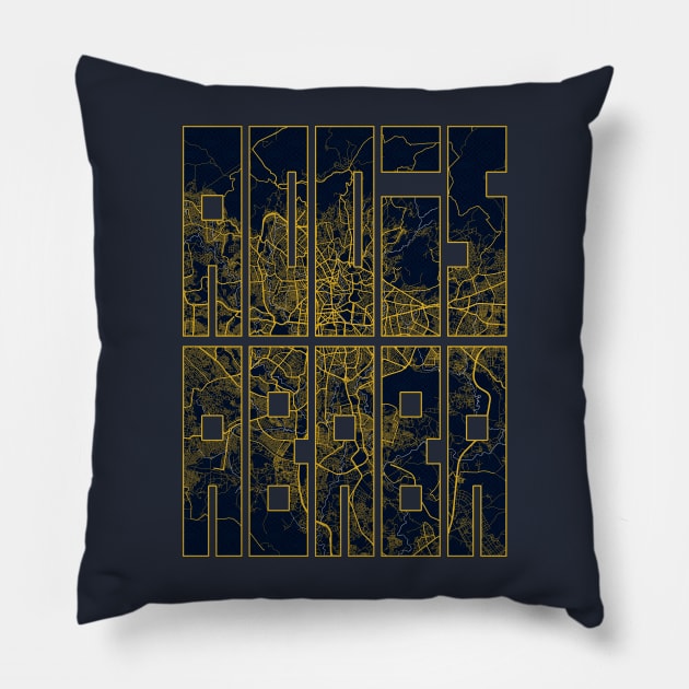 Addis Ababa, Ethiopia City Map Typography - Gold Art Deco Pillow by deMAP Studio