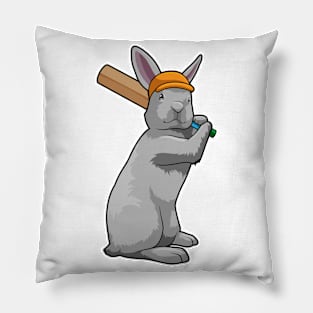 Rabbit at Cricket with Cricket bat Pillow