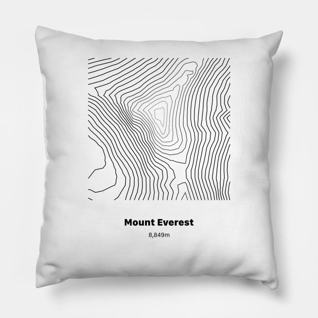 Mount Everest Topographic Map Pillow by Visitify