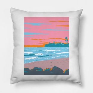 Tourmaline Surfing Park in Pacific Beach San Diego California WPA Poster Art Pillow