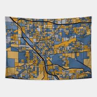 Modesto Map Pattern in Blue & Gold Tapestry