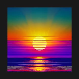 RetroWave 80s Sunset Beach 50 T-Shirt