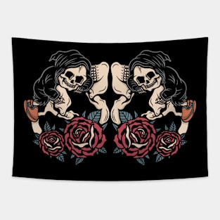 Rose and skull Tapestry