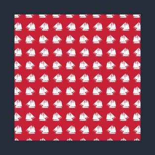 White sailing boats on red background as maritime pattern design T-Shirt