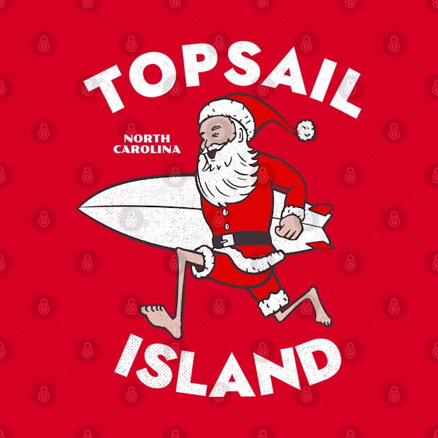 Topsail Beach, NC Christmas Vacationing Skiing Santa by Contentarama