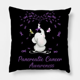 Elephant with Ribbon Pancreatic Cancer Awareness Pillow