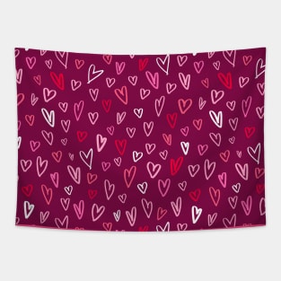 Valentine's pink love hearts doodle Tapestry