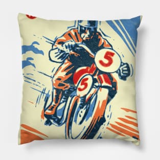 Racing Motorcycle / Cafe Racer / 1950s Retro Style Pillow