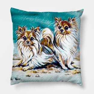 long haired Chihuahua dog Pillow