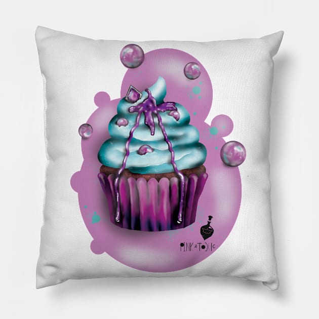 blueberry cupcake Pink&Toxic Pillow by basiaradkowska