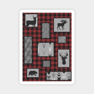 Copy of Rustic Deer Patchwork - Green/Grey Magnet