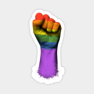 Gay Pride Rainbow Flag on a Raised Clenched Fist Magnet