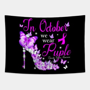 Womens In October We Wear Purple  Domestic Violence Tapestry