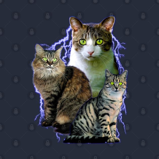 Lightning Cats - Vintage 90's Animal Design (it is so cool) by blueversion