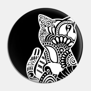 Cat zentangle Black and White Pin