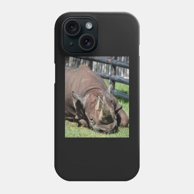 Black Rhino Phone Case by Sharonzoolady