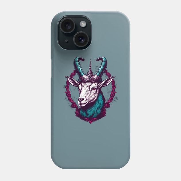 Goat King With Crown Phone Case by K3rst