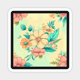 Spring Wildflower Pattern Magnet