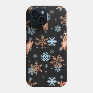 Christmas reindeer and snowflake pattern Phone Case