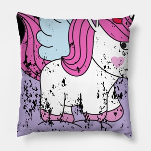 Retro Vintage Grunge Valentine's Day Unicorn Pillow