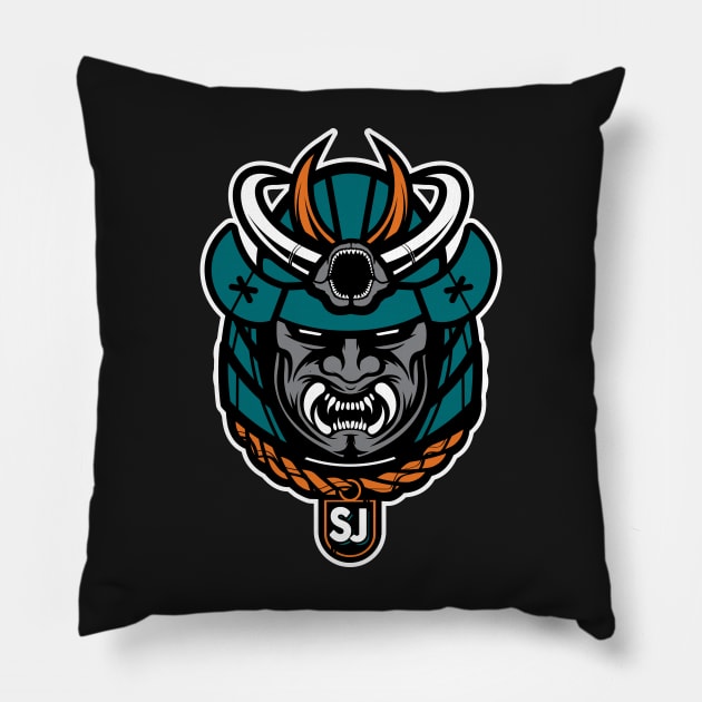 San Jose Hockey Samurai Pillow by OrganicGraphic