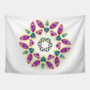 Butterfly Angel Wings | Harmonograph Kaleidoscope Green Pink Yellow White Tapestry