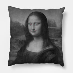 Monna Lisa Changes Expression Interactive Red&Blue Filter T-Shirt Pillow