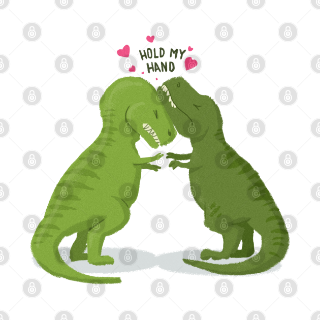 Funny Hold My Hand With Cute Tyrannosaurus Rex T Rex Dinosaurs Trying To Hug Each Other 