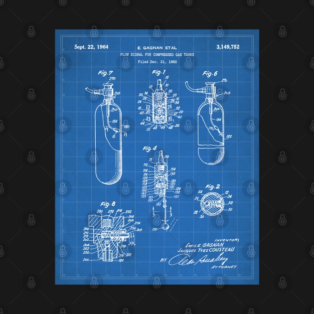 Scuba Tank Patent - Scuba Diver Deep Sea Diving Art - Blueprint by patentpress