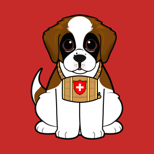 Cute St. Bernard Puppy with Barrel T-Shirt