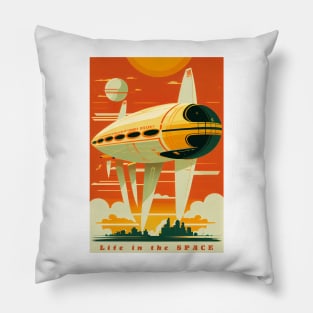 Space Adventure Vintage Travel Poster Pillow